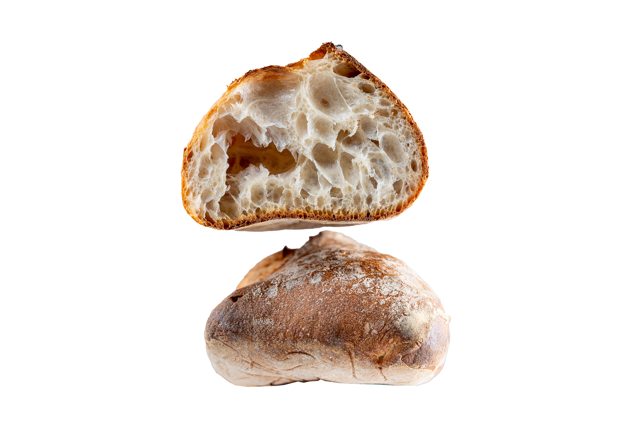 Miche de pain coupée en deux